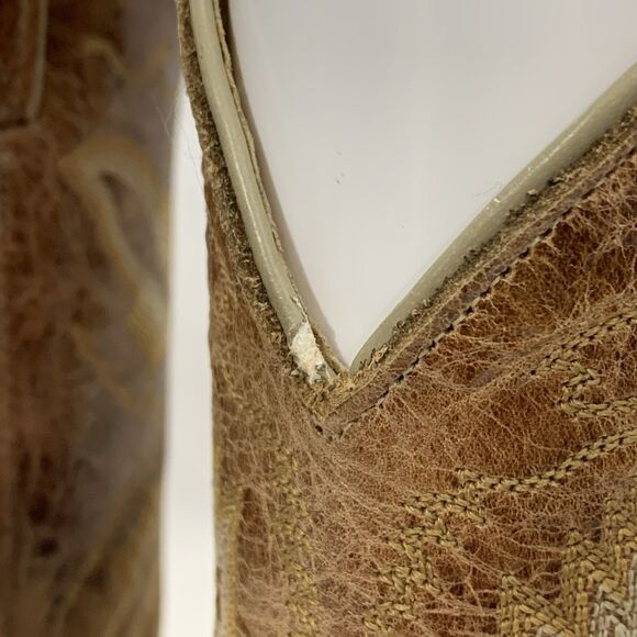 Justin Bent Rail 11" Distressed Tan Cowboy Boots BRL107 Wms EXCELLENT COND - Picture 10 of 13